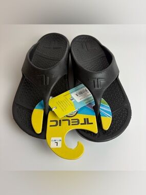 TELIC Energy Flip Flop, Size L Men Size 10 Womens 11 comfy Sandals Black